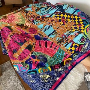Silk large colorful scarf